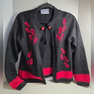 Alpaca style by Artesanias A.T. 100% Alpaca cardigan tassels embroidered sz Med